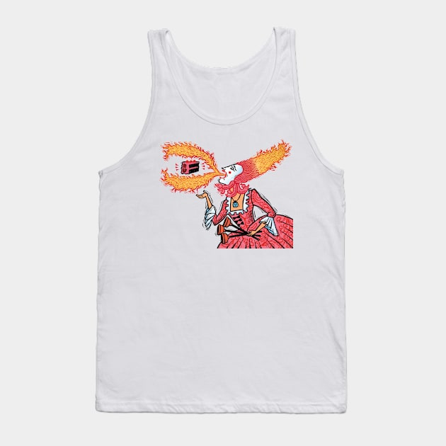 Marie Antoinette Breathes Fire Tank Top by Sue Todd Illustration